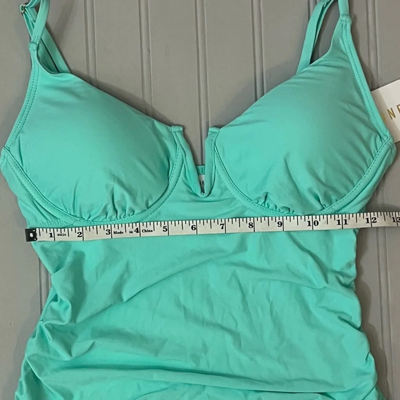 Anne Cole Underwire Tankini Swim Top Womens Small Aqua Adjustable‎ Straps NWT - Picture 7 of 9